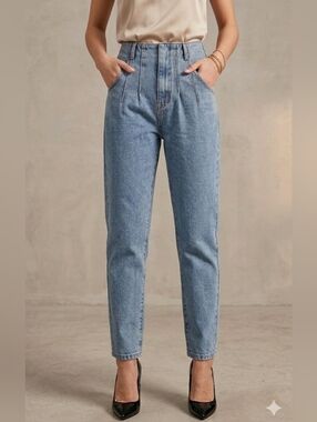 New +Tag ASTR High Waist XS Blue Denim Baggy Jeans 90s Style Womens Extra Small